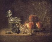 Cold peach fruit baskets with wine grapes Jean Baptiste Simeon Chardin